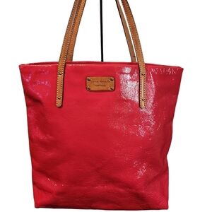 Kate Spade- Strawberry pink patent leather crinkle tote shoulder purse